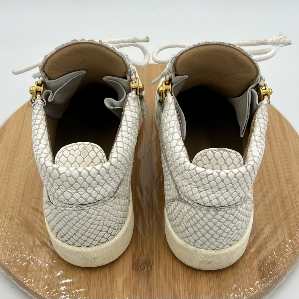 Giuseppe Zanotti Snakeskin White High Top Sneakers Size 42 - Picture 10 of 15